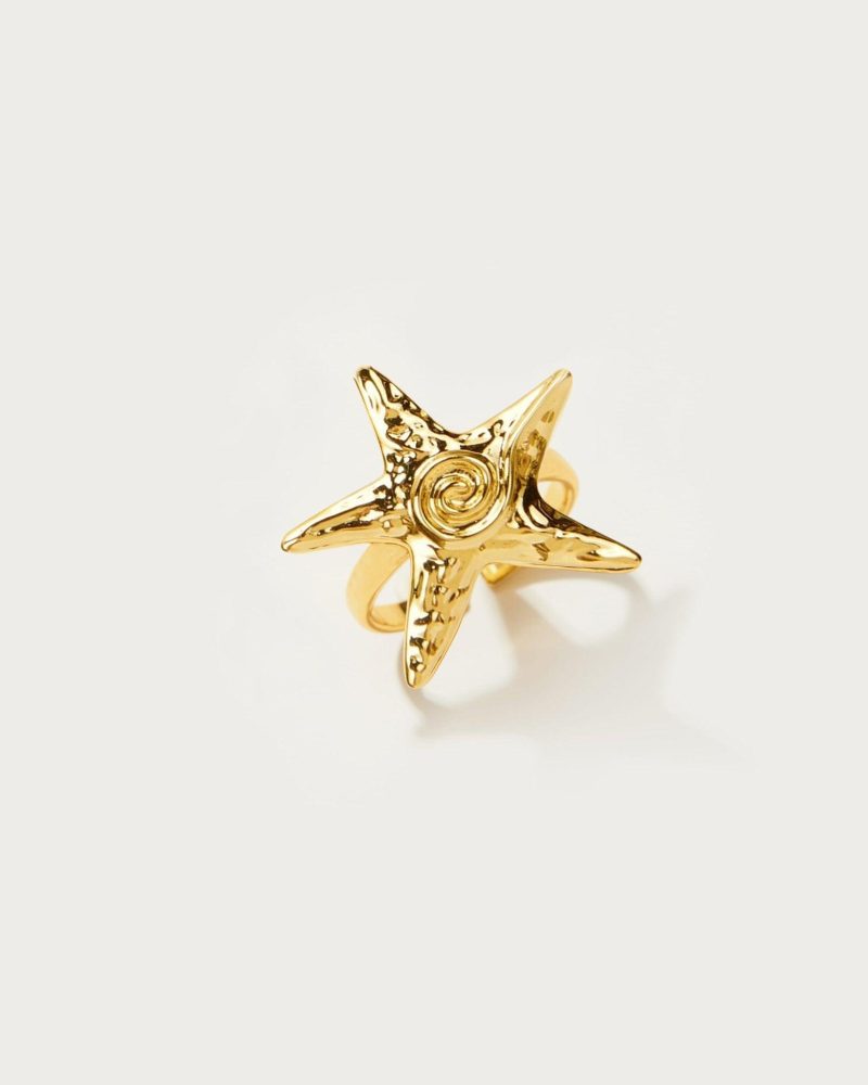 Gold Starfish Ring | Elegant Beach-Inspired Statement Piece - 图片 4