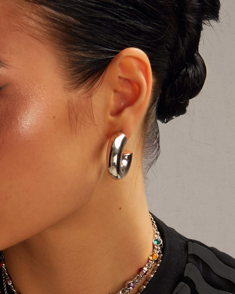 Chunky Hoop Earrings in Silver - 图片 2