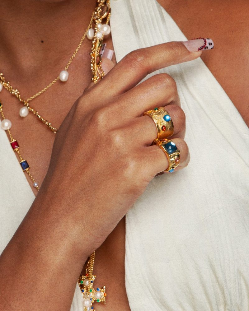 Starlit Ring: 18k Gold Plated with Unique Resin Inlay - 图片 4