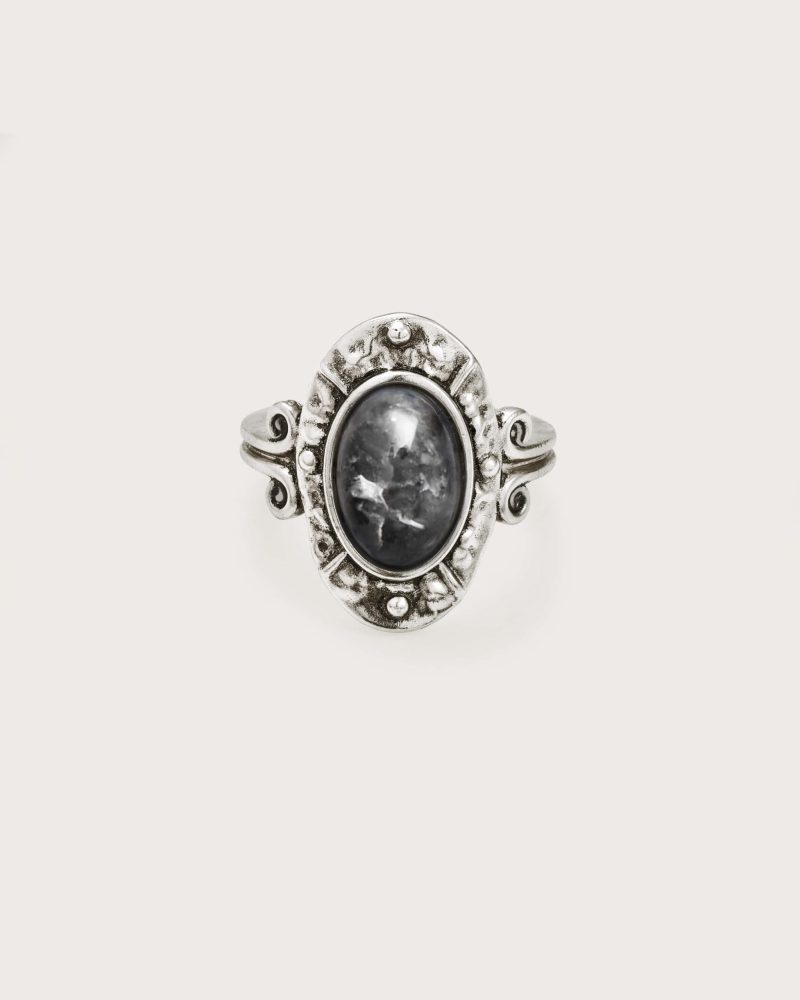 Lunar Veil Moss Agate Ring | Boho-Chic with Natural Stone