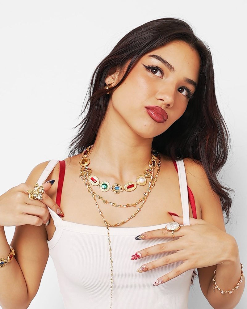 Flor Clusters Necklace - 18K Gold Plated Floral Chain | Elegant Botanical Design - 图片 2