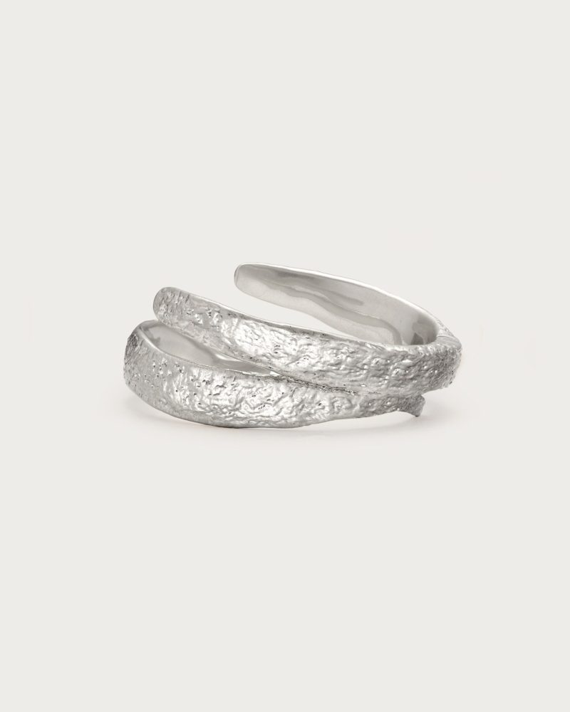 Enea Silver Bangle - Modern Rhodium Plated Oval Bracelet | Available in 2 Sizes