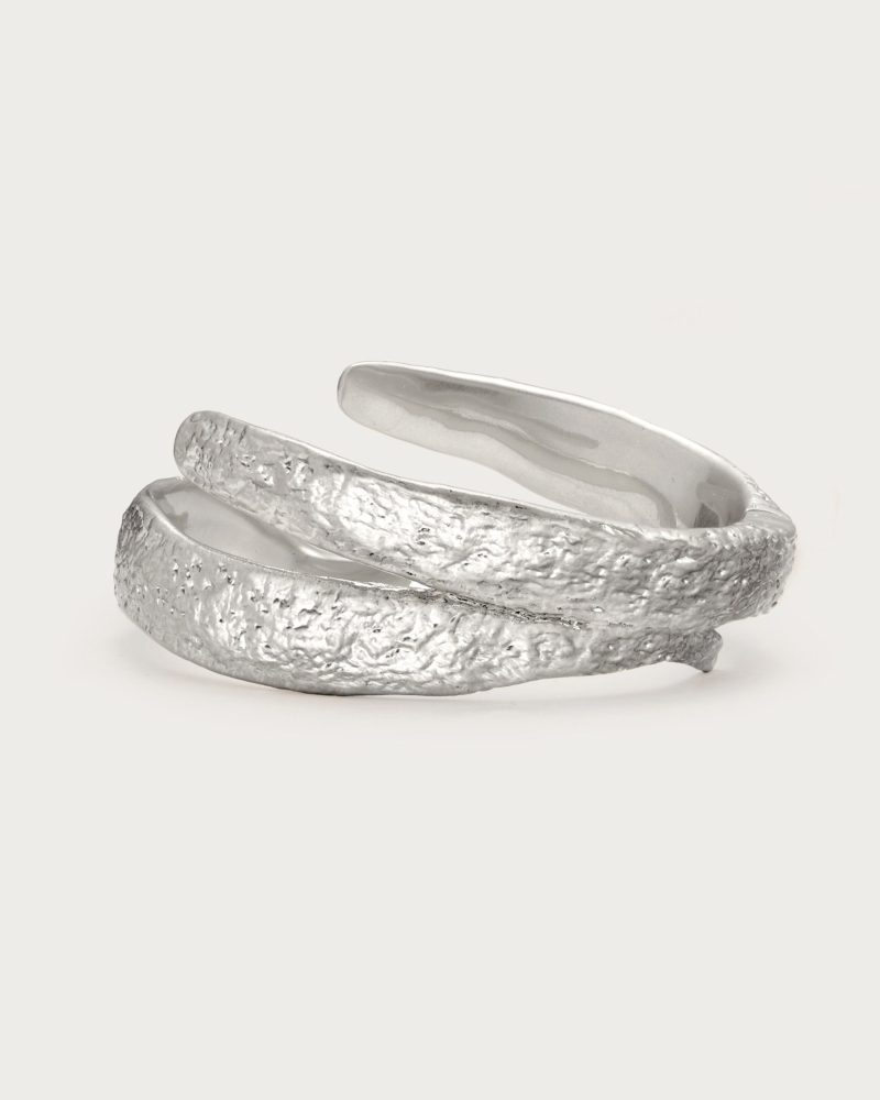 Enea Silver Bangle - Modern Rhodium Plated Oval Bracelet | Available in 2 Sizes - 图片 5