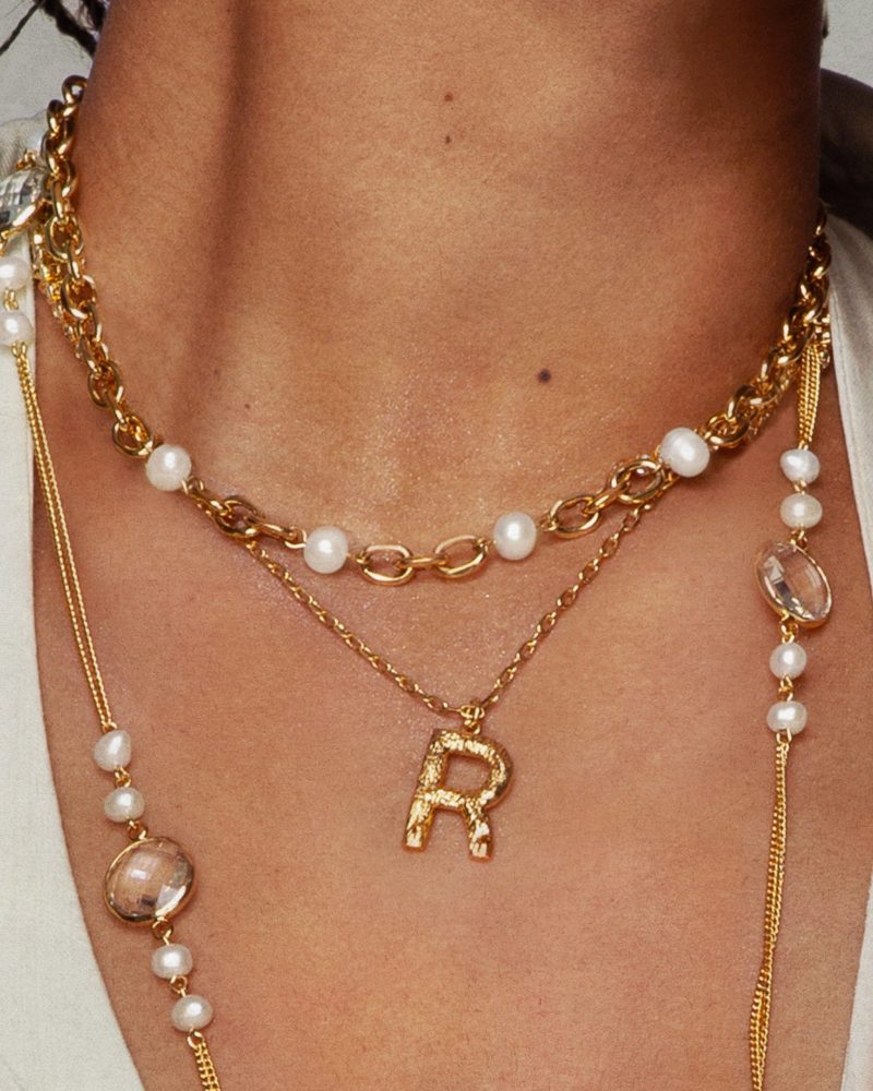 Textured Initial Letter Necklace - 图片 2