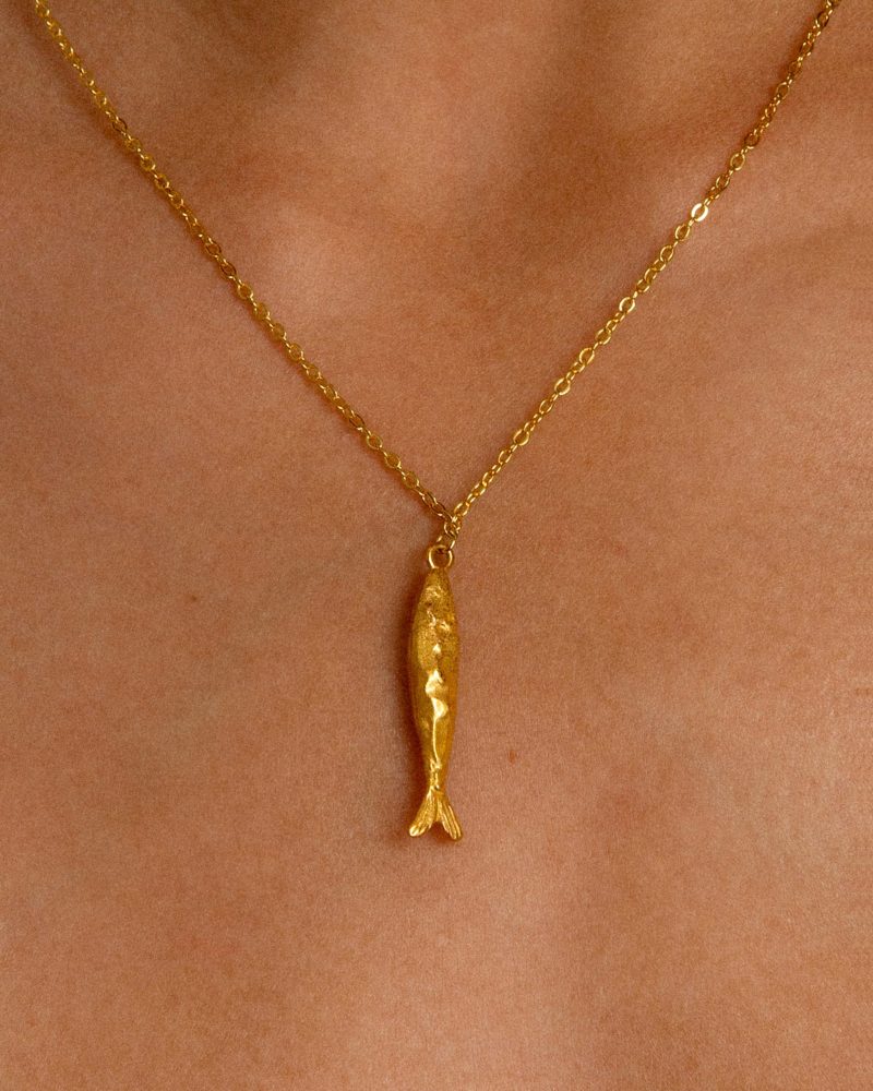 Fish Pendant Necklace | Gold & Silver Anchovy Charm Jewelry - 图片 2