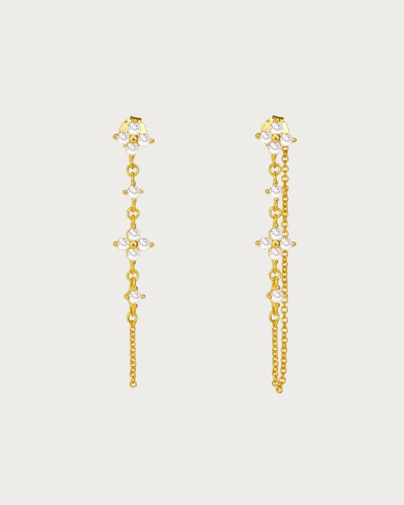 Sparkling Clover Drop Earrings | Cubic Zirconia Dangle Jewelry
