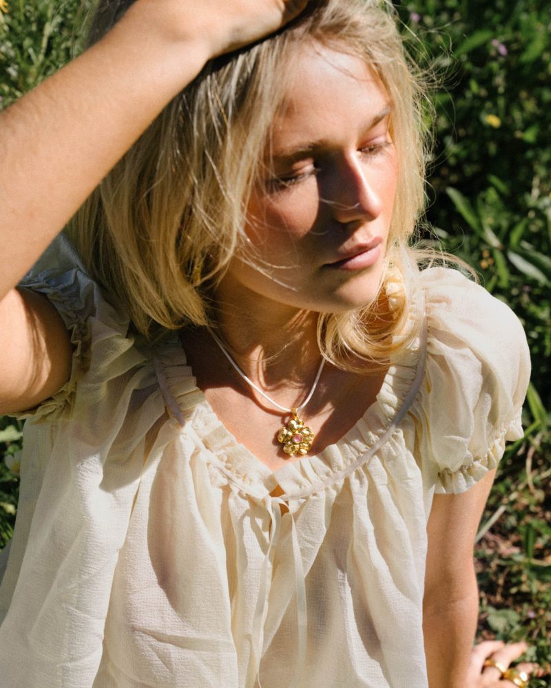 Vida Waxed Cord Necklace with 18k Gold Plated & CZ Stone - 图片 2