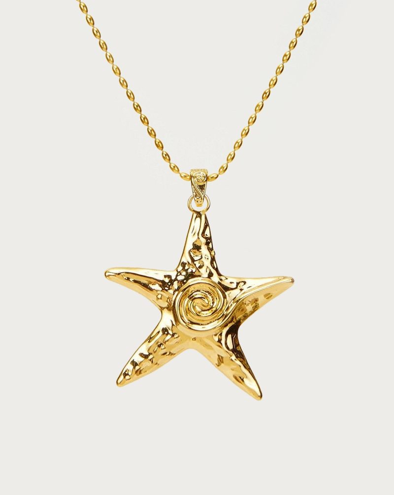 Large Starfish Necklace | Rhodium Plated Brass Statement Piece - 图片 5