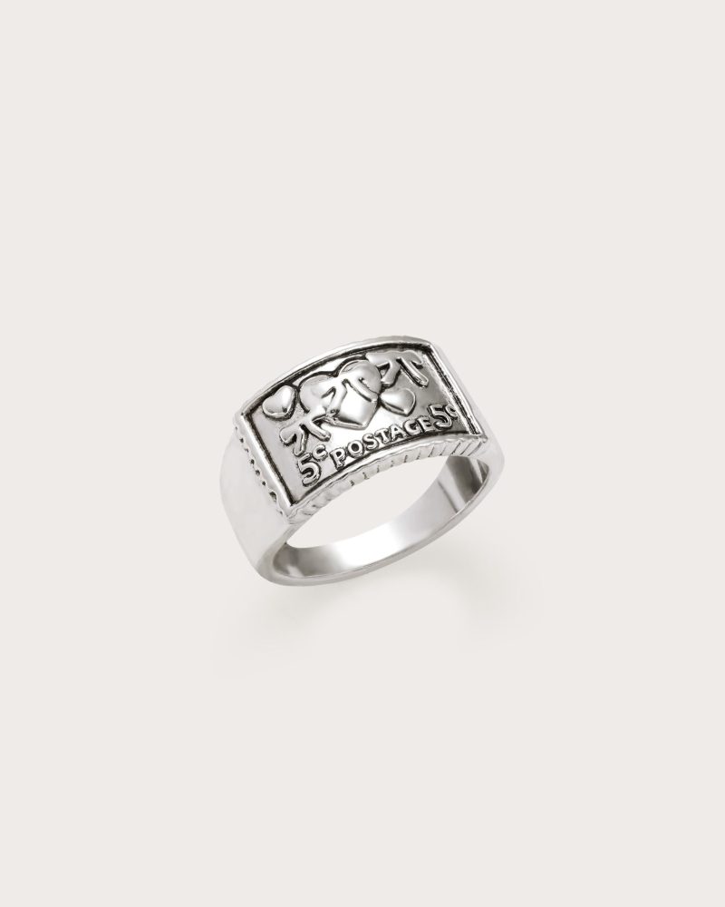 Lovers Sign Postage Ring | Silver Plated Statement Ring - 图片 3