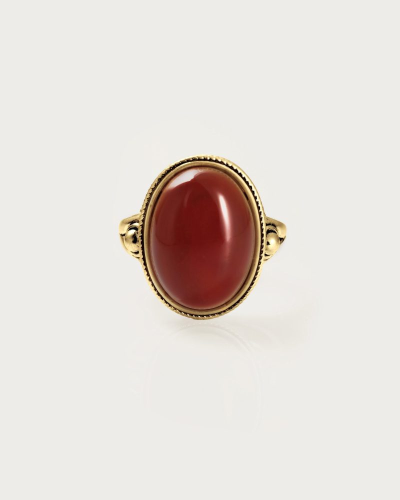 Mystique Gold Ring with Natural Carnelian Stone - Diana Avel x En Route