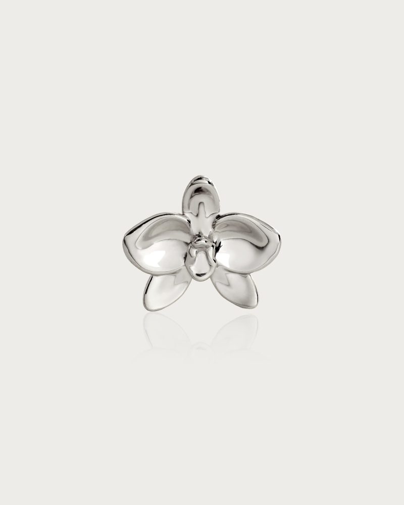 Graceful Orchid Ring - 18k Gold or Rhodium Plated Floral Design - 图片 5