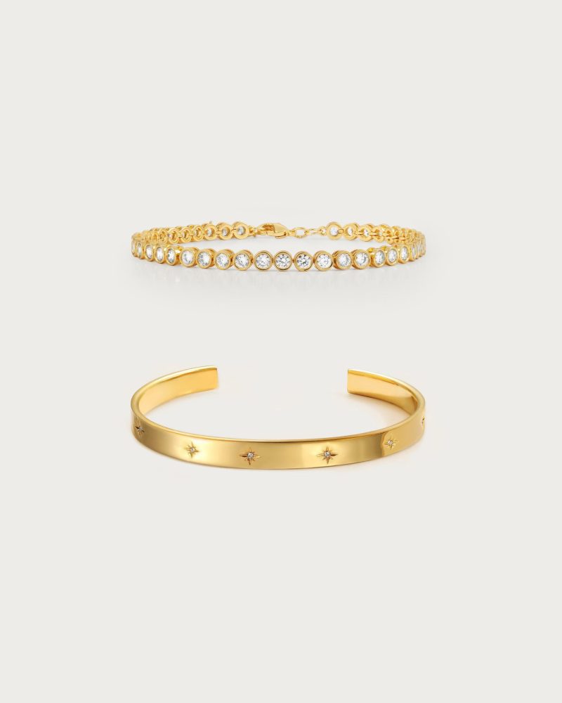 Sparkling Gold Bracelet Set