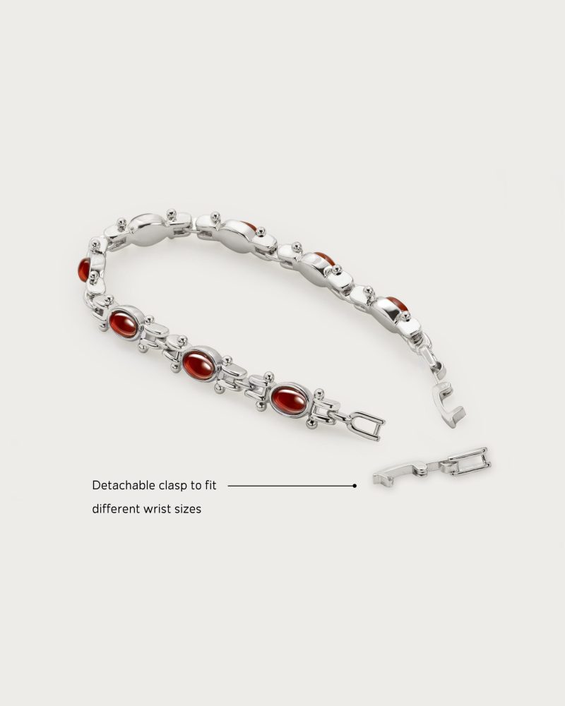 Tess's Treasure Carnelian Bracelet in Silver | Natural Stone & Rhodium Plated - 图片 3