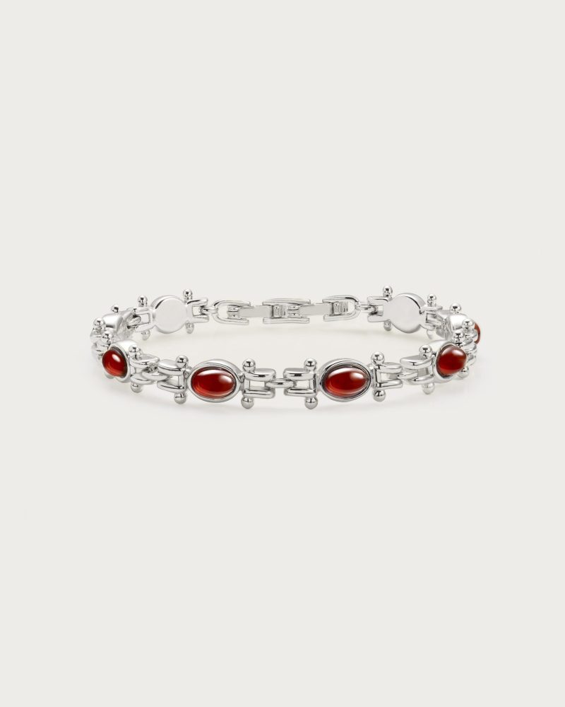 Tess's Treasure Carnelian Bracelet in Silver | Natural Stone & Rhodium Plated
