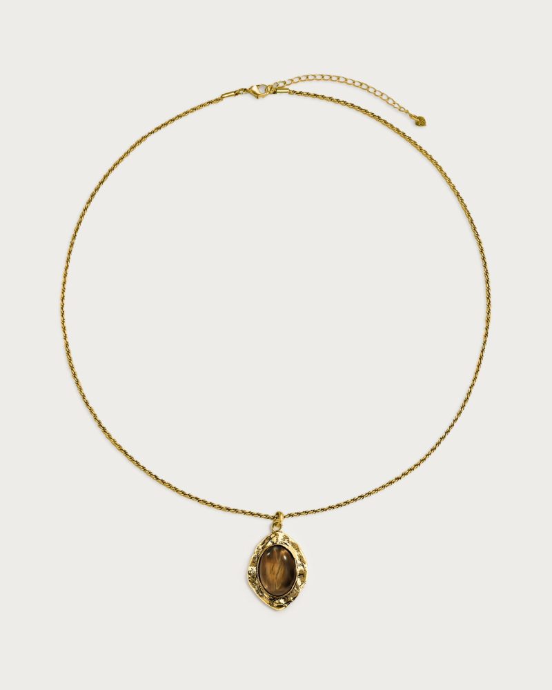 Gold & Silver Tiger's Eye Savannah Long Necklace - 图片 5