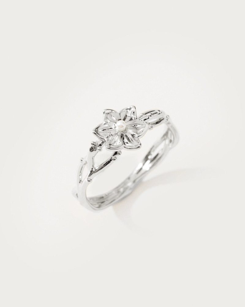 Victoria Silver Tulip Ring with Acrylic Pearl - Magic Garden Collection - 图片 3