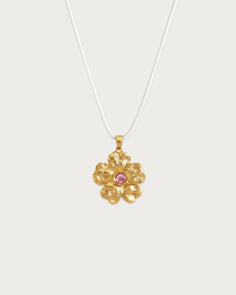 Vida Waxed Cord Necklace with 18k Gold Plated & CZ Stone