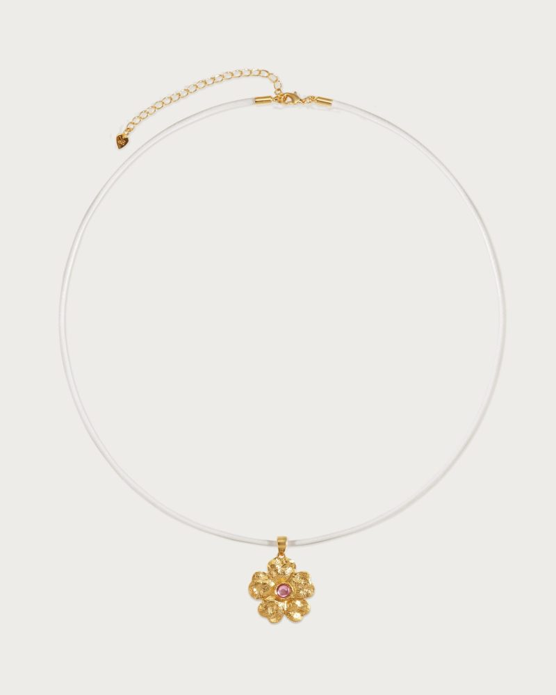 Vida Waxed Cord Necklace with 18k Gold Plated & CZ Stone - 图片 4