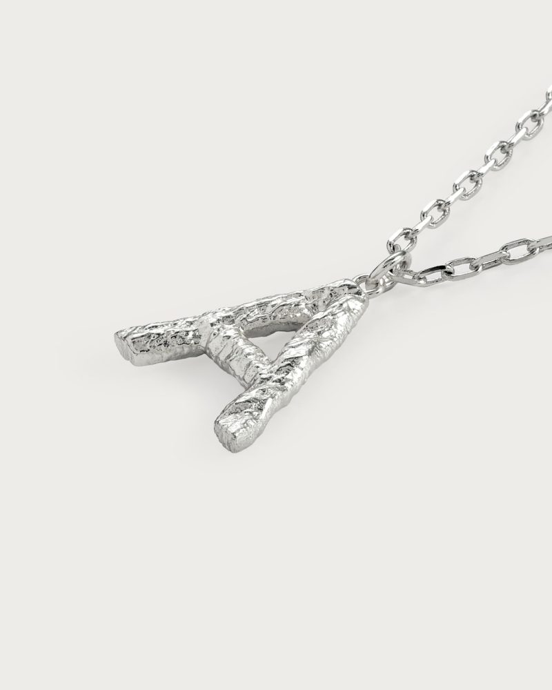 Textured Initial Letter Necklace | Personalized Silver & Gold Pendants - 图片 3