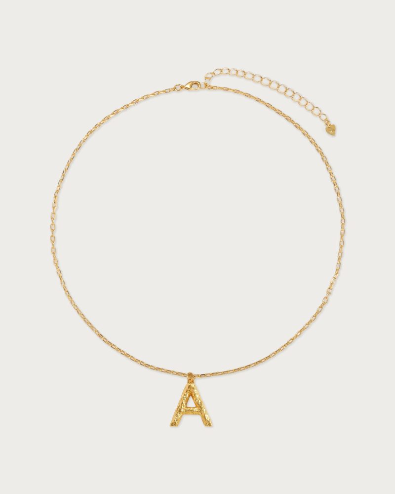Textured Initial Letter Necklace - 图片 4