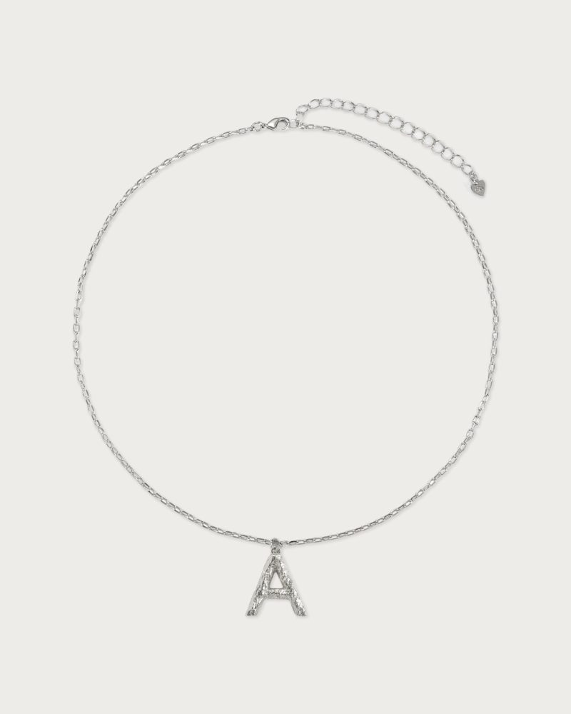 Textured Initial Letter Necklace | Personalized Silver & Gold Pendants - 图片 4