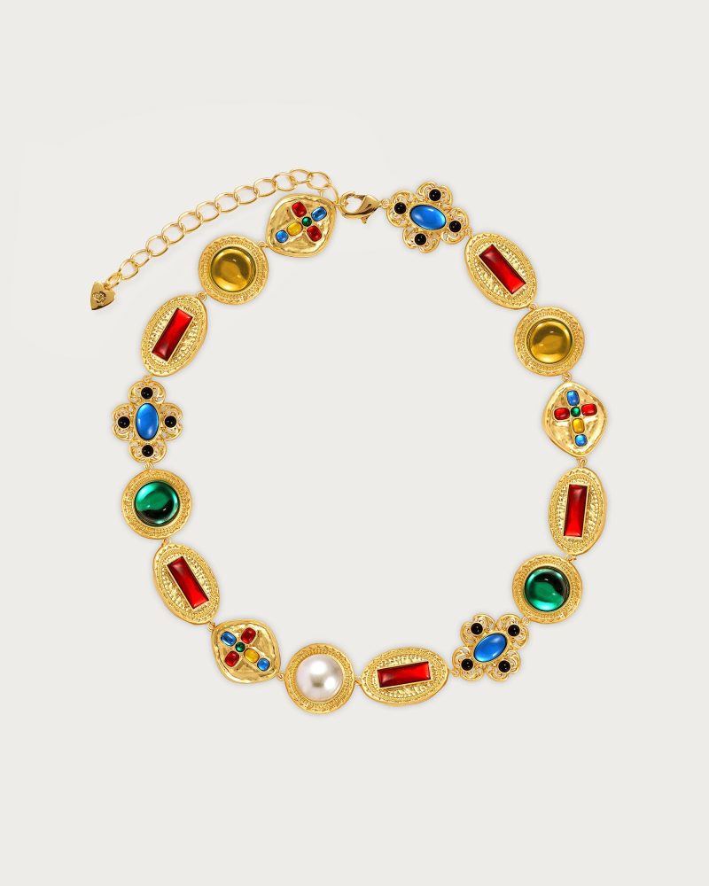 Reya Statement Choker Necklace - 18k Gold Plated with Resin Accents