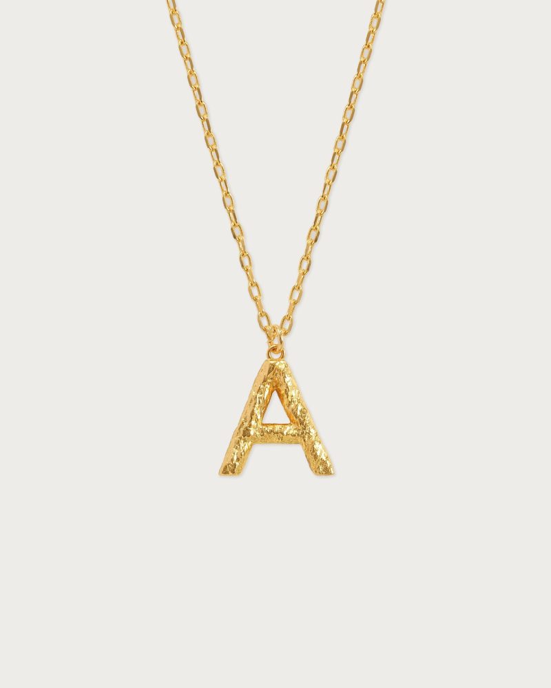 Textured Initial Letter Necklace