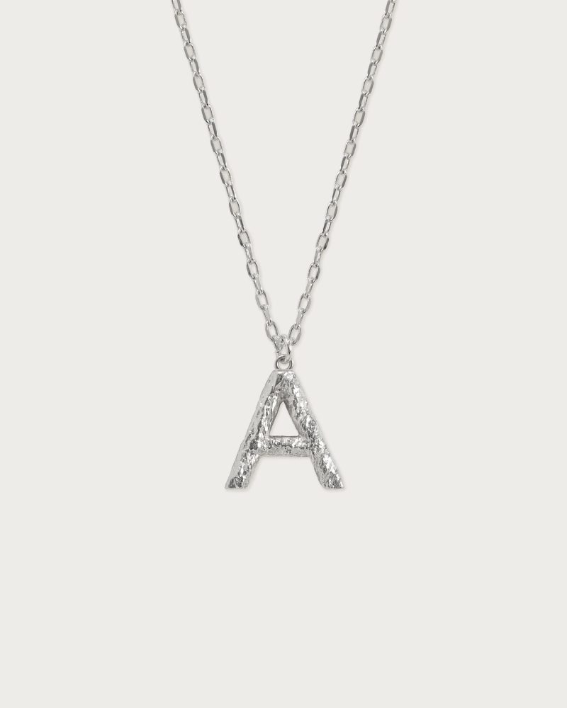 Textured Initial Letter Necklace | Personalized Silver & Gold Pendants
