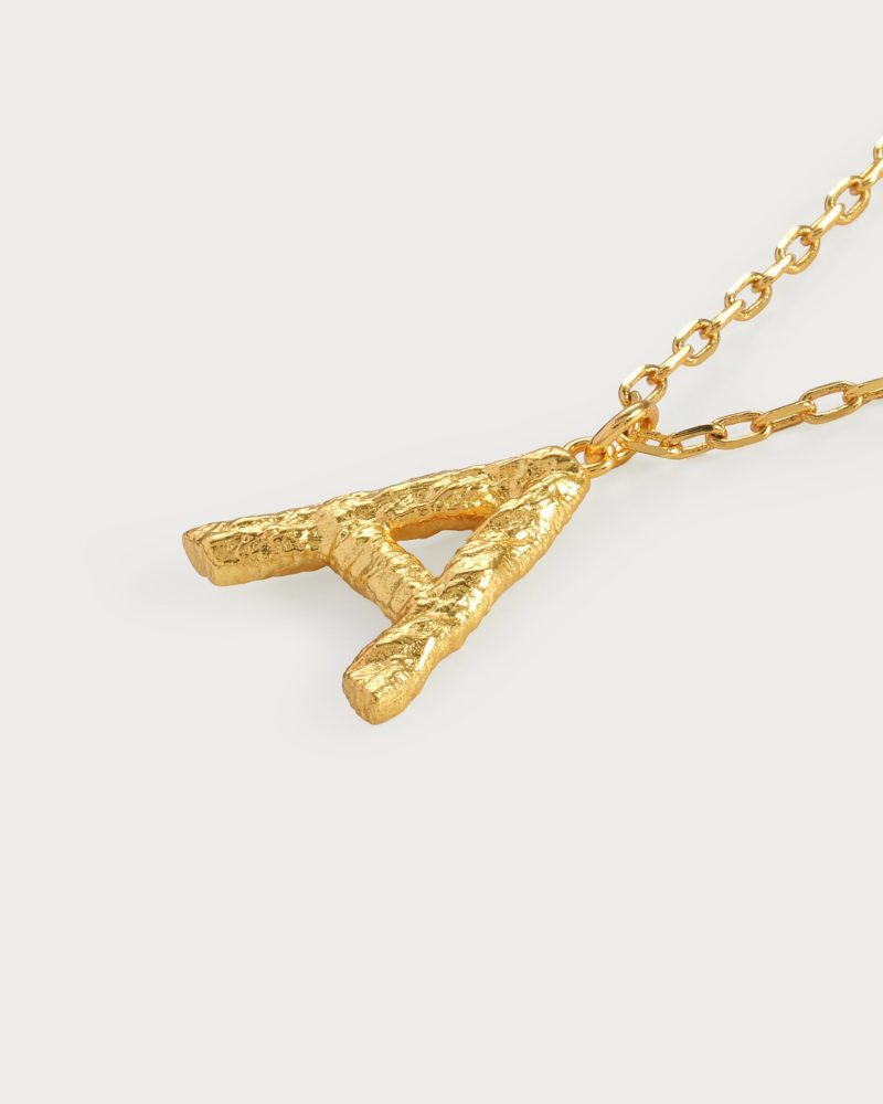 Textured Initial Letter Necklace - 图片 3
