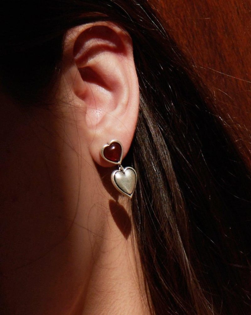 Aura Silver Carnelian Earrings - 图片 2