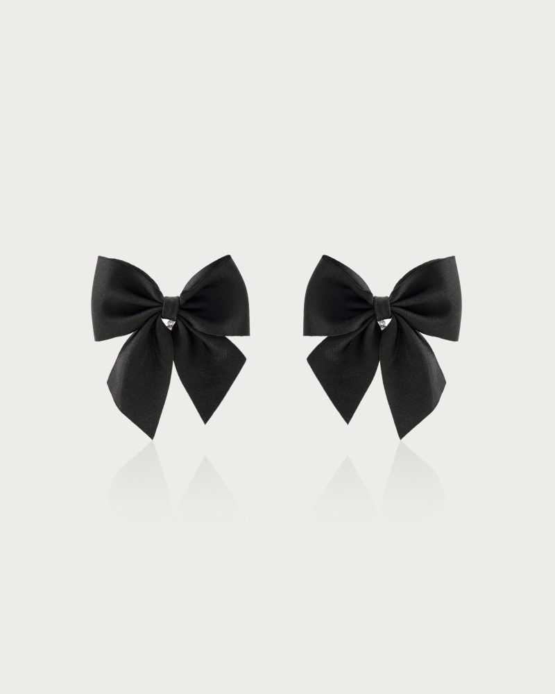 Black Bow Earrings - 图片 3