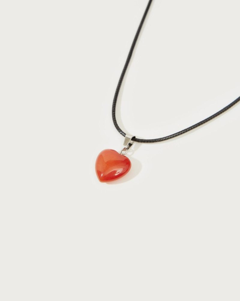 Carnelian Heart Cord Necklace - 图片 3