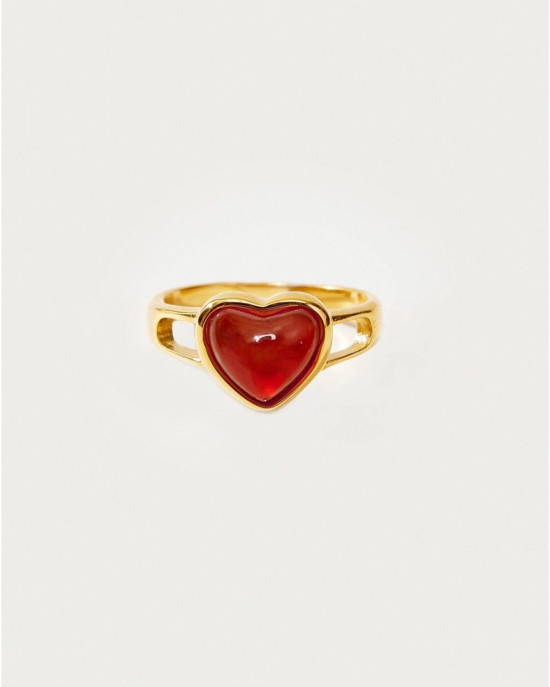 Carnelian Heart Ring in Silver - 图片 5