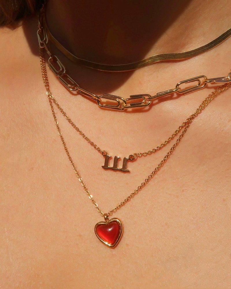 Carnelian Stone Heart Necklace - 图片 2