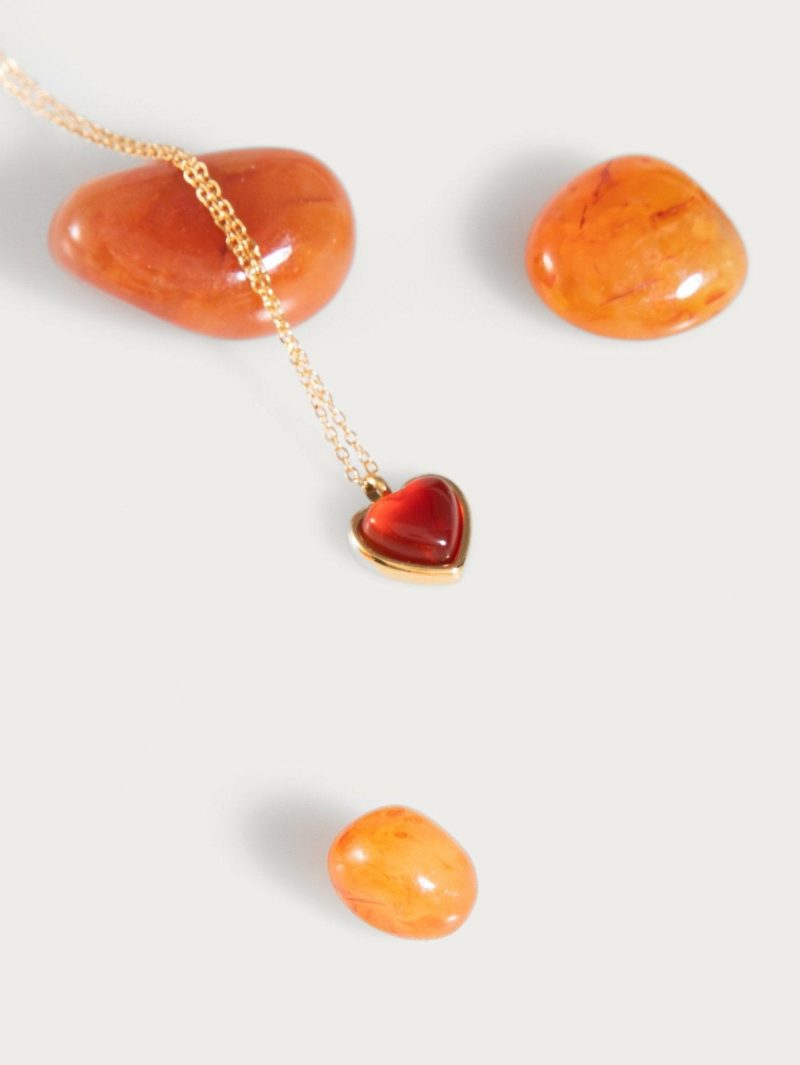 Carnelian Stone Heart Necklace - 图片 3