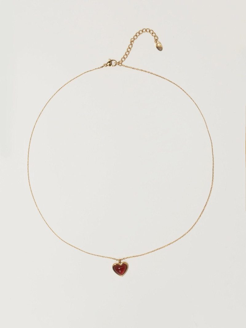 Carnelian Stone Heart Necklace - 图片 4