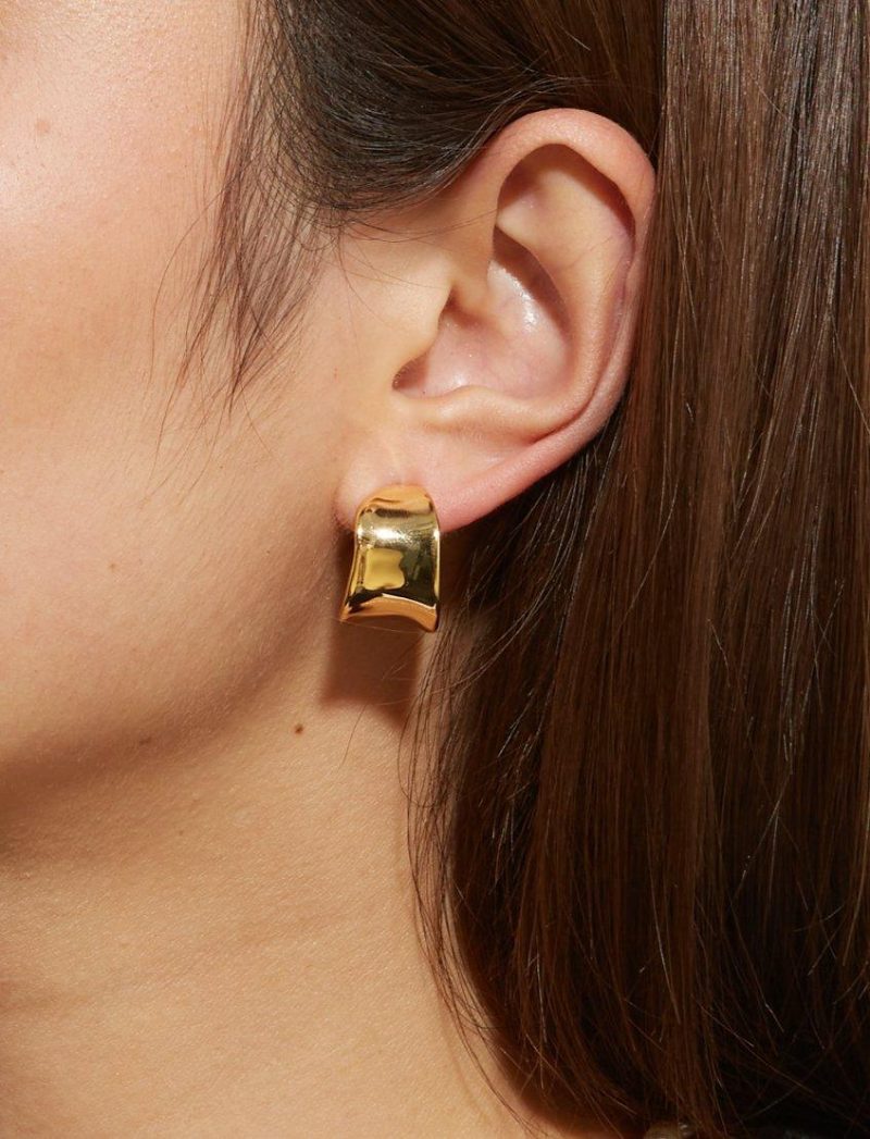Chunky Flowy Hoop Earrings in Gold - 图片 4