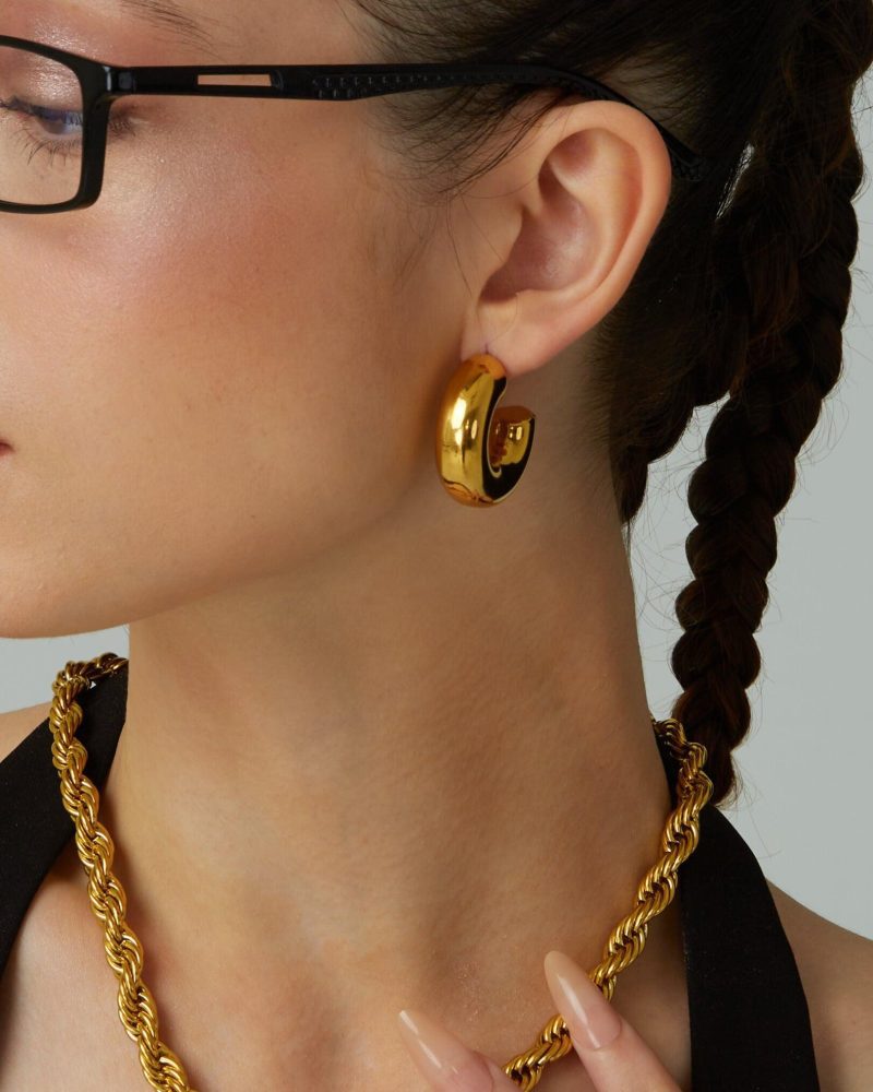 Lola Chunky Hoop Earrings | Waterproof 18k Gold Plated - 图片 2