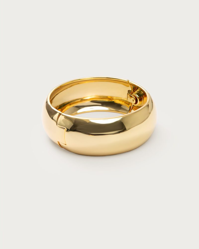 Chunky Polished 18k Gold Plated Stainless Steel Bangle - Waterproof