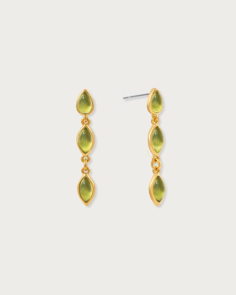 Olive Marquise Gold Drop Earrings with Resin