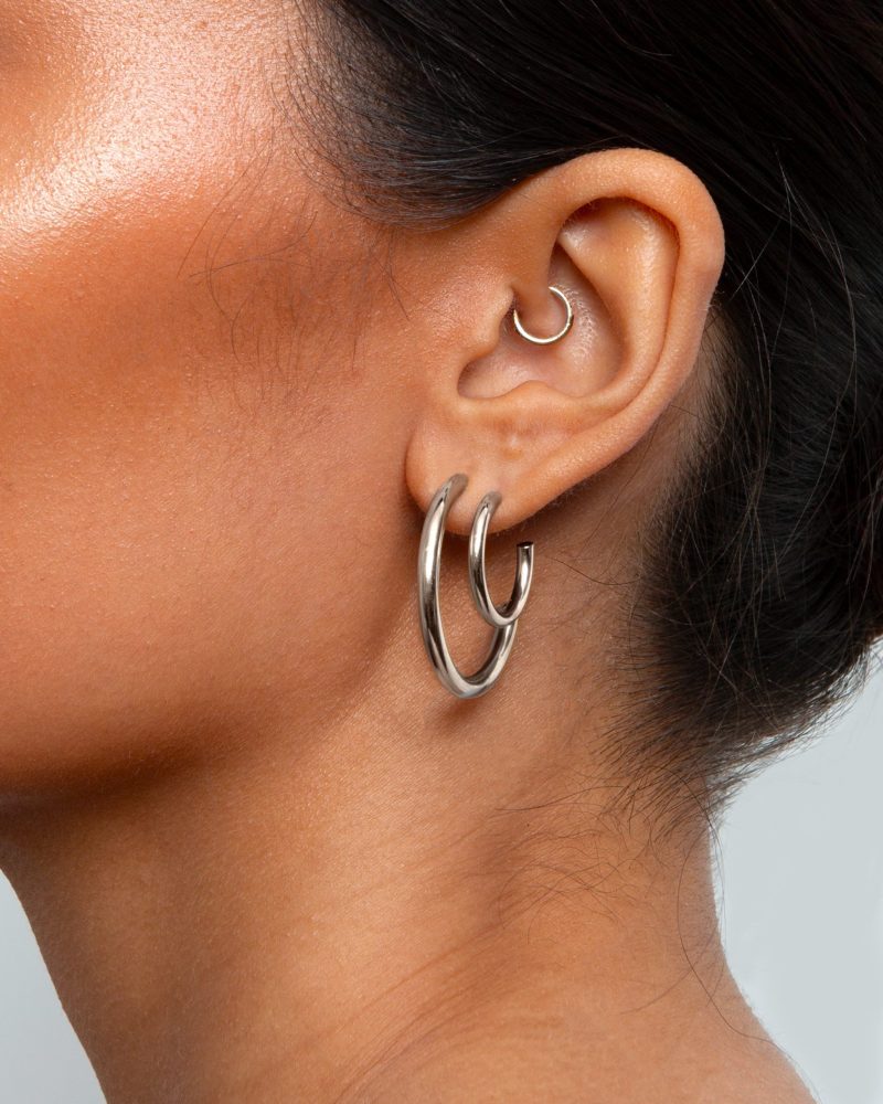 Silver 30mm Endless Hoop Earrings - 图片 2