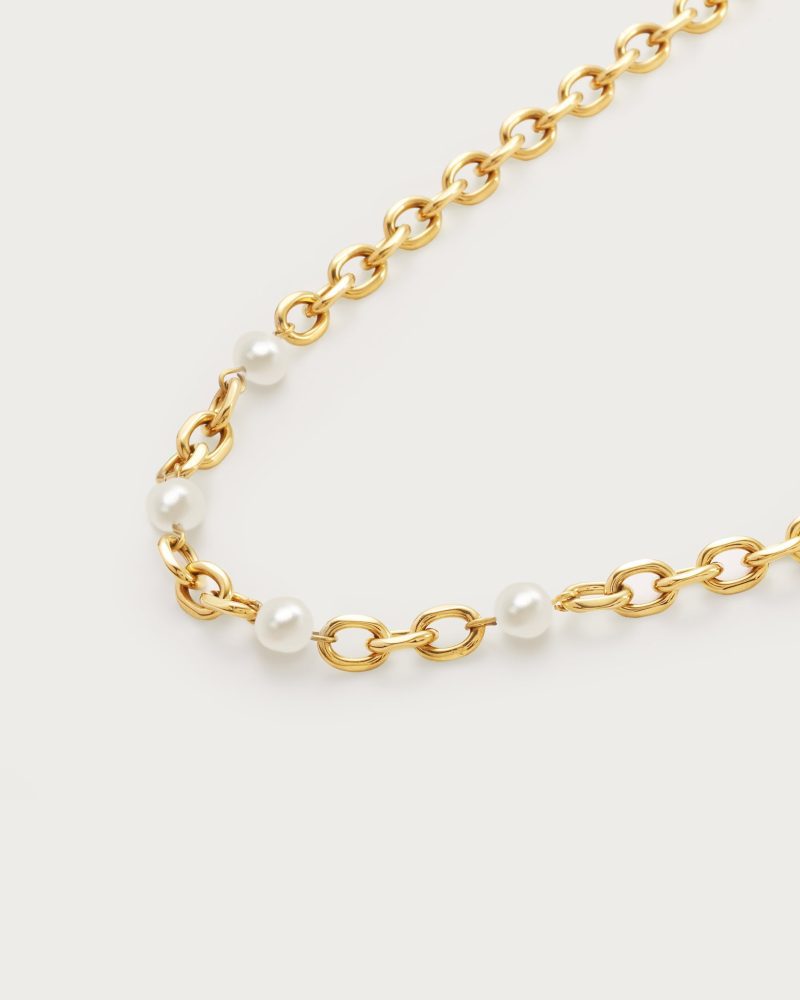 Gold Essence Pearl Necklace | Waterproof Chain Necklace with Shell Pearls - 图片 3