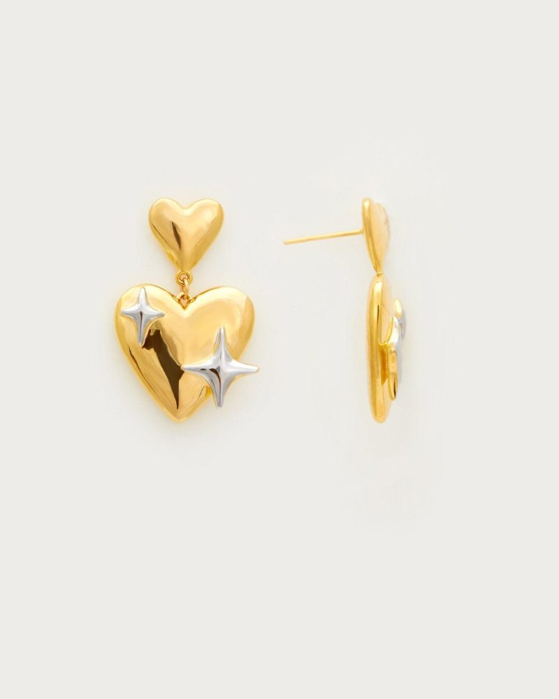 Celestial Heart Earrings | Gold and Silver Galaxy Design