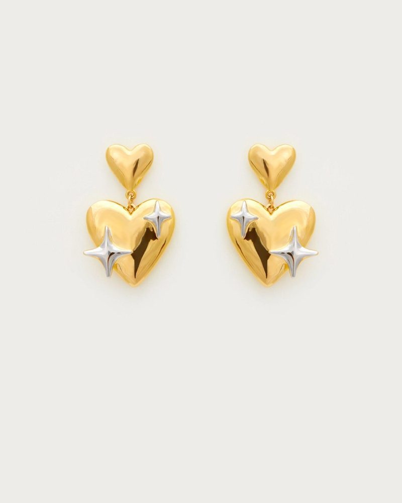Celestial Heart Earrings | Gold and Silver Galaxy Design - 图片 3