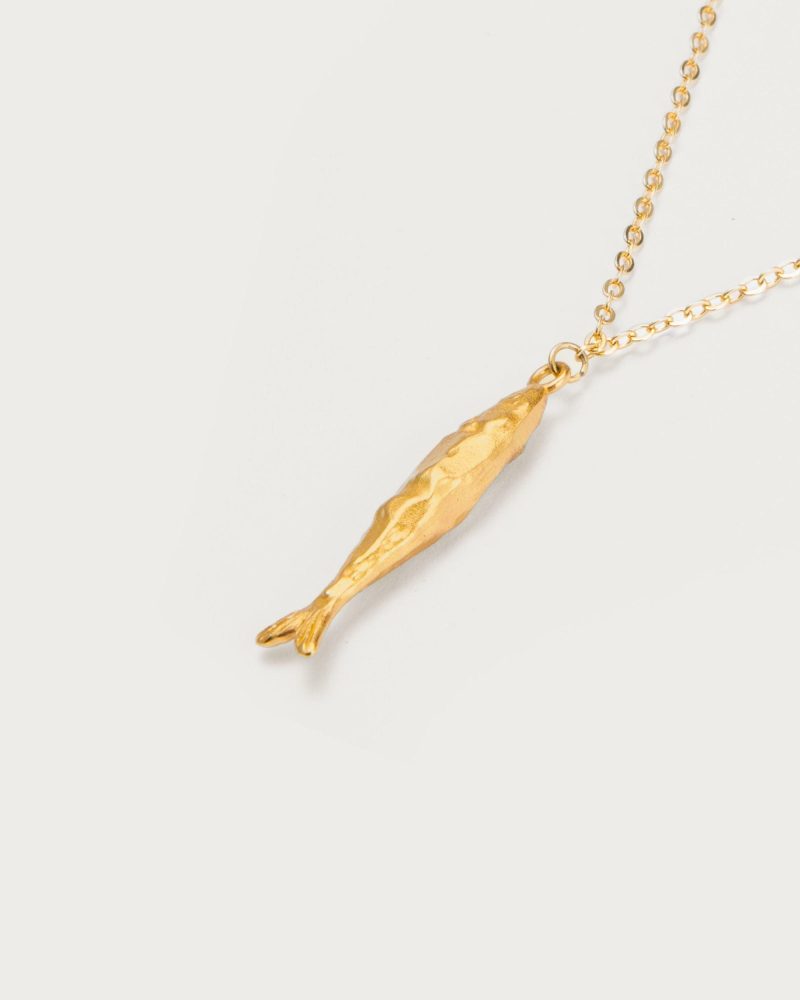 Fish Pendant Necklace | Gold & Silver Anchovy Charm Jewelry - 图片 3