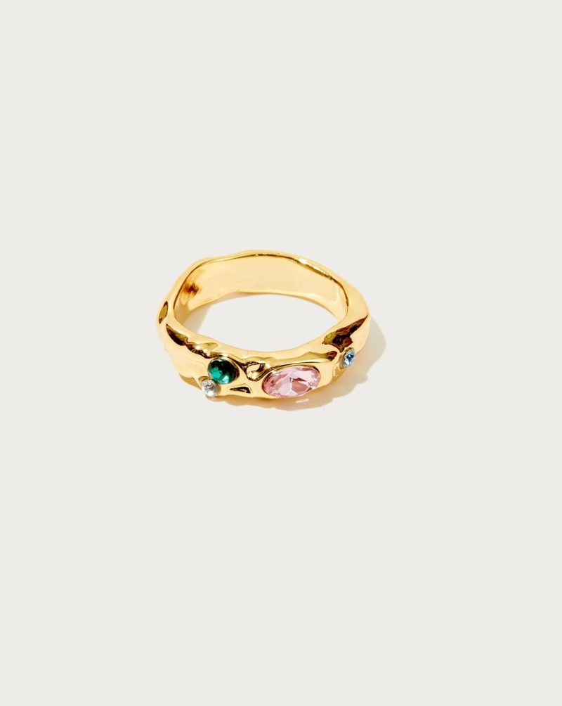 Gold Midday Ring | 18K Gold Plated Statement Ring with Colorful CZ Stones