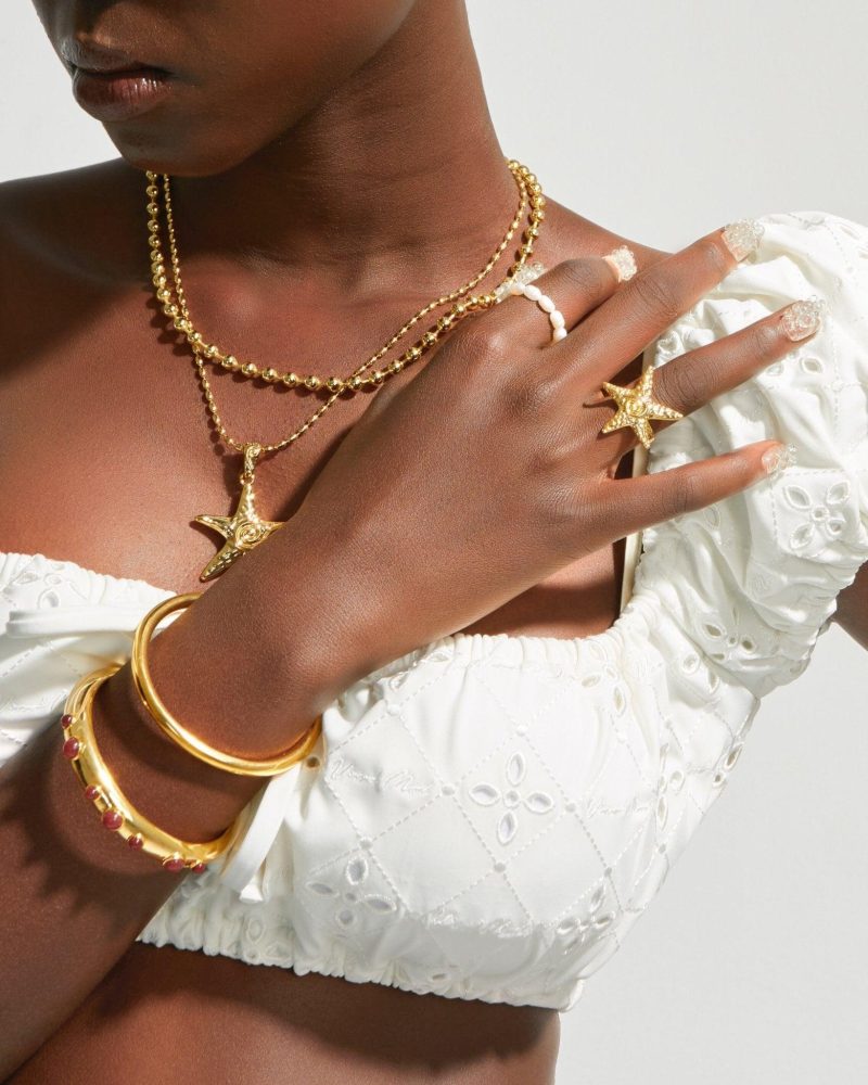 Gold Starfish Ring | Elegant Beach-Inspired Statement Piece - 图片 3