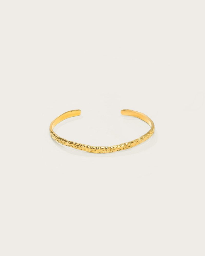 Gold Textured Bangle | Elegant Minimalist Statement Piece