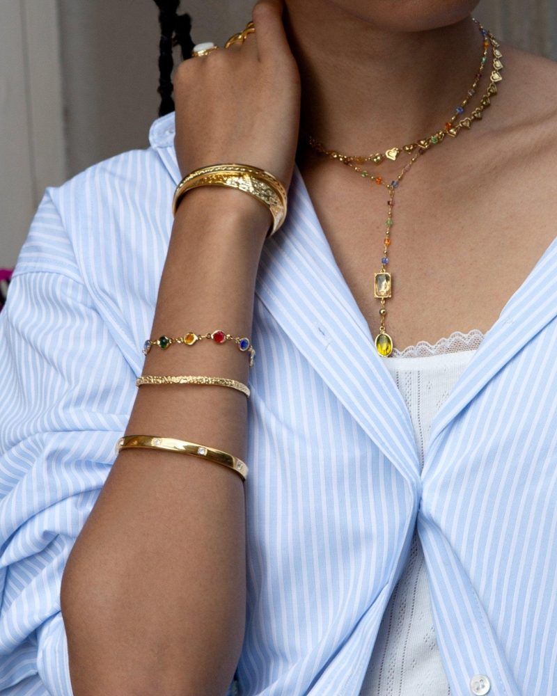Gold Textured Bangle | Elegant Minimalist Statement Piece - 图片 2
