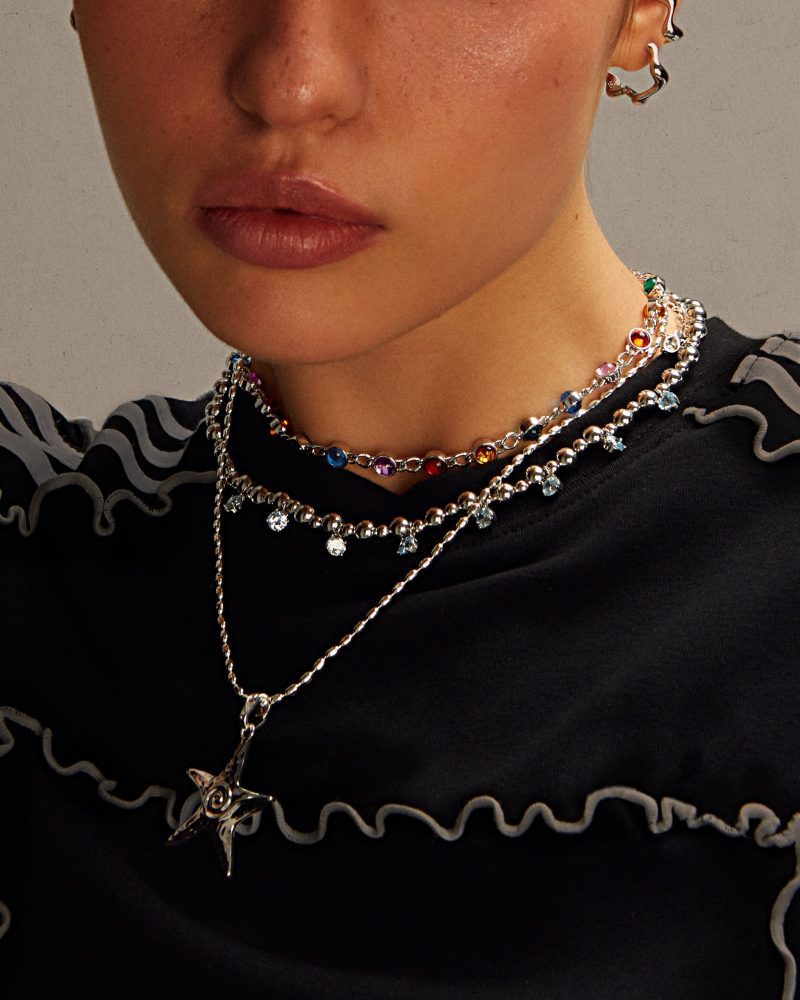 Infinity Beaded Choker Necklace | Rhodium Plated Silver & Gold Options - 图片 2